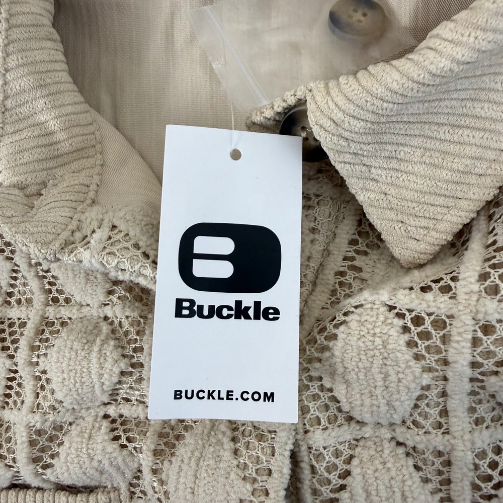 Davi & Dani Beige Corduroy Lace Trim Button Front Shirt Jacket Womens XS NEW - Picture 6 of 9